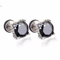 Titanium Steel Stud Earring, with Cubic Zirconia, plated, fashion jewelry & Unisex, more colors for choice, 8x16mm, Sold By PC