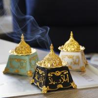 Traditional Ceramic Inserted Burner Incense Seat, Resin, plated, for home and office & durable, more colors for choice, 93x80mm, Sold By PC