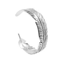 Titanium Steel Cuff Bangle, Feather, plated, Unisex, more colors for choice, 60x10mm, Sold By PC