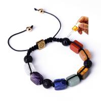 Naturla Mixed Gemstone & Black Lava Braided Bracelets Agate plated fashion jewelry & Unisex 8*10.5mm 8mm Sold By Strand