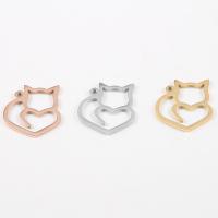 Stainless Steel Animal Pendants, Cat, plated, cute & DIY & hollow, more colors for choice, 20x19mm, Hole:Approx 1.7mm, 10PCs/Lot, Sold By Lot
