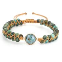Bracelets de Woven Ball turquoise, Fil de coton, avec turquoise, bijoux de mode, multicolore, Vendu par brin