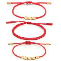 Fashion Bracelet & Bangle Jewelry, Cotton Thread, with Brass, three pieces & fashion jewelry, red, Sold By Strand
