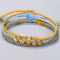 Fashion Bracelet & Bangle Jewelry Knot Cord with Brass three pieces & fashion jewelry multi-colored Sold By Strand