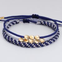 Fashion Bracelet & Bangle Jewelry, Knot Cord, with Brass, three pieces & fashion jewelry, dark blue, Sold By Strand