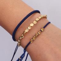 Fashion Bracelet & Bangle Jewelry Knot Cord with Brass three pieces & fashion jewelry dark blue Sold By Strand