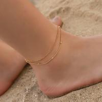 Brass Anklet, Double Layer & fashion jewelry, more colors for choice, Sold By Strand