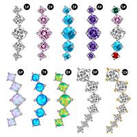 Stainless Steel Ear Piercing Jewelry with Cubic Zirconia plated fashion jewelry & for woman Sold By PC