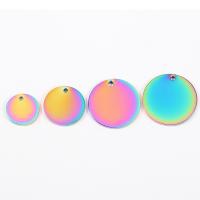 Stainless Steel Tag Charm Round plated DIY rainbow colors Sold By Lot
