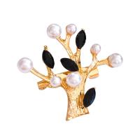 Tibetan Style Brooches, with Crystal & Plastic Pearl, plated, fashion jewelry, gold, Sold By PC