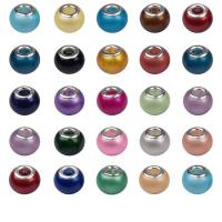 verre perle à grand trou, Rond, vernis au four, DIY, plus de couleurs à choisir, 15x10mm, 100PC/sac, Vendu par sac