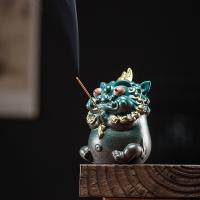 Traditional Ceramic Inserted Burner Incense Seat, Porcelain, Fabulous Wild Beast, plated, for home and office & durable, 106x78mm, Sold By PC
