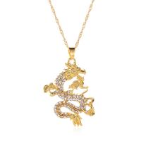 Zinc Alloy smykker halskæde, Drage, guldfarve belagt, for kvinde & med rhinestone, guld, nikkel, bly & cadmium fri, 40mm, Solgt Per 20.47 inch Strand
