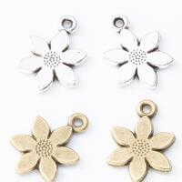 Tibetan Style Flower Pendants, fashion jewelry & DIY, more colors for choice, 12x17x2mm, Sold By PC