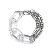 Titanium Steel Bracelet & Bangle, with Acrylic, for man, 40x24.50x6.50mm, Length:Approx 8.26 Inch, 5Strands/Lot, Sold By Lot
