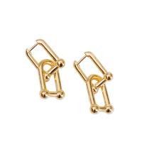 Huggie Hoop Drop Earring Brass plated for woman 15*37mm Sold By Pair