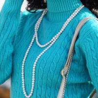 Pullover Kette Halskette, Kunststoff Perlen, Modeschmuck, weiß, verkauft per ca. 71 cm Strang