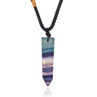 Natural Gemstone Necklace Colorful Fluorite with Wax Cord fashion jewelry multi-colored Sold By Strand