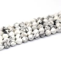 Gemstone Jewelry Beads, Howlite, Round, polished, Star Cut Faceted & DIY & different size for choice, white, Sold By Strand