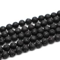 Prirodni Lava perle, Krug, možete DIY & različite veličine za izbor, crn, Prodano By Strand