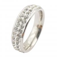 Cubic Zirconia Stainless Steel Finger Ring with Cubic Zirconia plated DIY 6mm Sold By PC