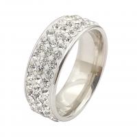 Cubic Zirconia Stainless Steel Finger Ring with Cubic Zirconia plated DIY 8mm Sold By PC