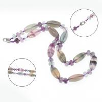 Natural Gemstone Necklace, Ellipse, fashion jewelry & for woman, more colors for choice, 16x16x7mm, Sold Per 17.7 Inch Strand
