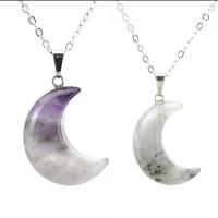 Natural Gemstone Necklace Moon plated fashion jewelry & Unisex Length 20 Inch Sold By Lot