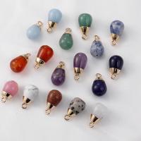 Gemstone Pendants Jewelry, Brass, with Natural Stone, Teardrop, fashion jewelry & DIY, more colors for choice,  18x10mm, Sold By PC