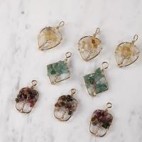 Gemstone Pendants Jewelry Brass with Natural Gravel fashion jewelry & DIY Sold By PC