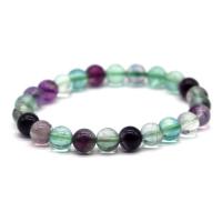 Gemstone Bracelets Colorful Fluorite Round fashion jewelry & DIY multi-colored 20cm Sold By Strand