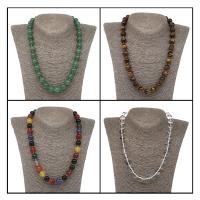 Natural Gemstone Necklace, Round, fashion jewelry & for woman, more colors for choice, 8mm, Sold Per 17.7 Inch Strand