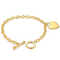 Titanium Steel Bracelet & Bangle, Heart, plated, oval chain & for woman, more colors for choice, Sold Per Approx 9 Inch Strand