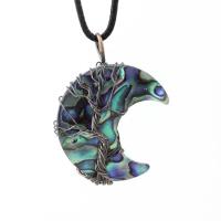 Abalone Shell Pendant, Moon, plated, fashion jewelry & Unisex, more colors for choice, 35x30mm, Sold By PC