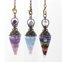 Gemstone Pendulum Pendant with Natural Gravel Conical plated fashion jewelry & Unisex Sold By PC
