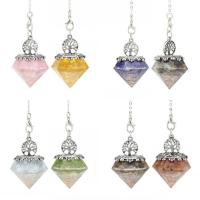 Gemstone Pendulum, Diamond Shape, plated, fashion jewelry & different materials for choice & Unisex, more colors for choice, 30x30x42mm, Sold By PC