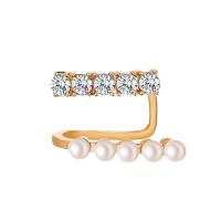 Pendientes Ear Cuff, aleación de zinc, con Perlas plásticas, chapado, para mujer & con diamantes de imitación, más colores para la opción, libre de níquel, plomo & cadmio, 15mm, Vendido por UD