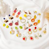 Zinklegierung Ohrringe, mit Kunststoff Perlen, plattiert, verschiedene Stile für Wahl & für Frau & Emaille & mit Strass, keine, frei von Nickel, Blei & Kadmium, verkauft von Paar