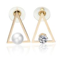 asymmetrische Ohrringe, Zinklegierung, mit Kunststoff Perlen, plattiert, für Frau & mit Strass, keine, frei von Nickel, Blei & Kadmium, 16x24mm, verkauft von Paar