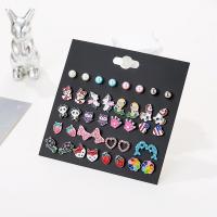 Tibetan Style Stud Earring Set, with enamel, plated, fashion jewelry & for woman, nickel, lead & cadmium free, Sold By Set