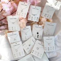 Zinc Alloy Jewelry Sets Stud Earring & necklace plated fashion jewelry & for woman nickel lead & cadmium free Sold By Set