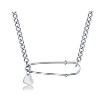 Stainless Steel Jewelry Necklace Safety Pin Unisex & twist oval chain original color Sold Per Approx 24.8 Inch Strand