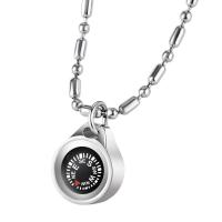 Stainless Steel Jewelry Necklace, Compass, fashion jewelry & for man, original color, 16.50x16.50x7mm, Sold Per Approx 21.2 Inch Strand