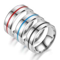 Titantium Steel fingerring, Titanium Stål, Unisex & forskellig størrelse for valg & epoxy sticker, flere farver til valg, 8mm, Størrelse:6-12, Solgt af PC