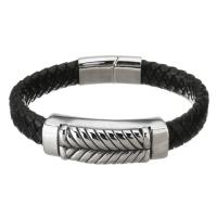 PU Leather Cord Bracelets Brass with PU Leather plated black 12mm Sold Per Approx 8.5 Inch Strand