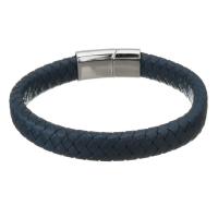 PU Leather Cord Bracelets, Brass, with PU Leather, plated, black, 11.5mm, Length:Approx 8.5 Inch, Sold By PC