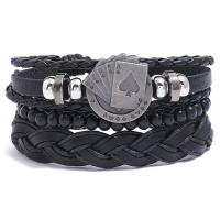 PU Leather Cord Bracelets, bracelet, plated, three pieces & fashion jewelry & Unisex, 6CM,17-18CM,8-9CM,7.9CM,9.7CM, Sold By Set