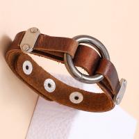 Zinc Alloy Bracelet with Faux Leather plated fashion jewelry & for man nickel lead & cadmium free Sold By Strand