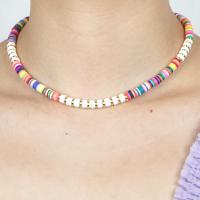 Polymer Clay Necklace, with Stainless Steel, fashion jewelry, more colors for choice, 6mm, Sold Per Approx 48 cm Strand