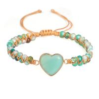Bracelets Woven Ball pierres précieuses, Pierre naturelle, avec corde de cire, bijoux de mode, vert, Vendu par brin